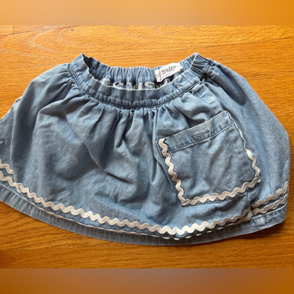 Mini Boden Denim Skirt with Pocket and Trim